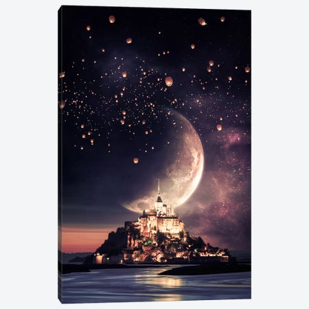 Mont Saint-Michel, Full Moon And Chinese Lanterns Canvas Print #GEZ512} by GEN Z Canvas Wall Art