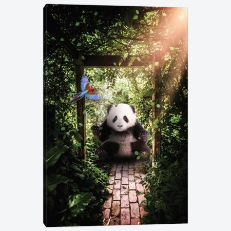 Cute Giant Baby Panda In Forest Canvas Print #GEZ519} by GEN Z Canvas Wall Art