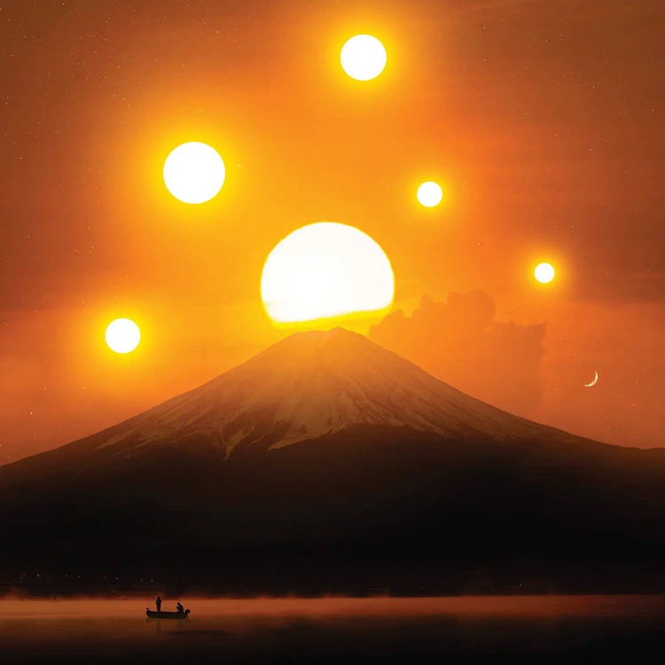 Six Suns Over Mount Fuji Japanese Feelings by GEN Z wall art