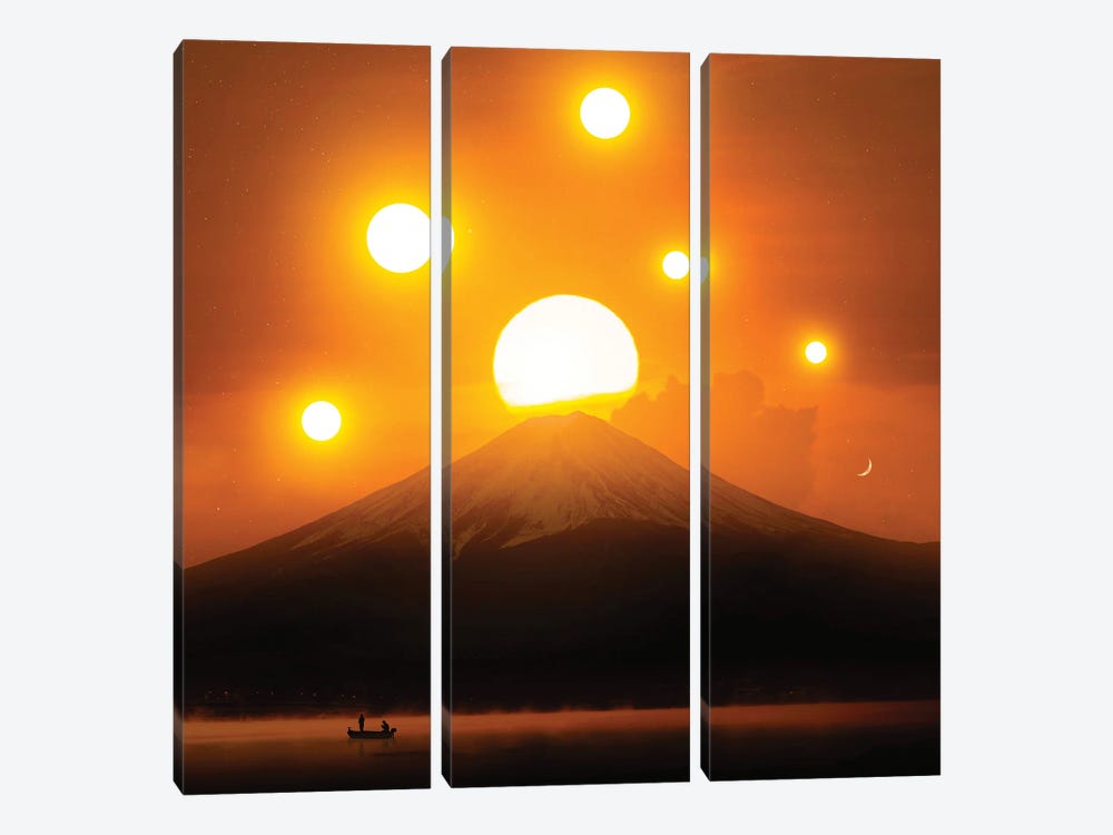 Six Suns Over Mount Fuji Japanese Feelings by GEN Z 3-piece Canvas Wall Art