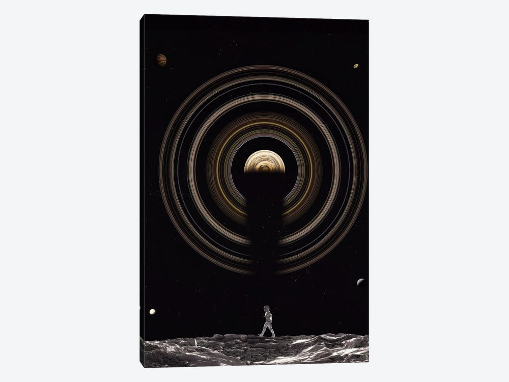 Planet Saturn Rings And Astronaut On Moon by GEN Z 1-piece Canvas Print