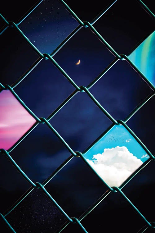 Grid Mesh Of Different Skies On Journey