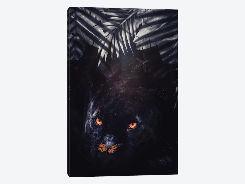 Black Panther And Orange Butterfly by GEN Z 1-piece Canvas Wall Art