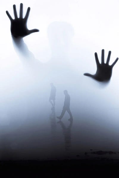 Strange Ghostly Phantom Of Melancholy In Mist by GEN Z framed canvas print