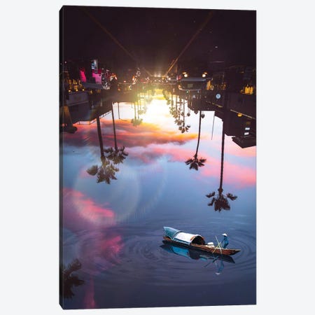 Asian Boat On River Sky And Inception Landscape Canvas Print #GEZ59} by GEN Z Canvas Art
