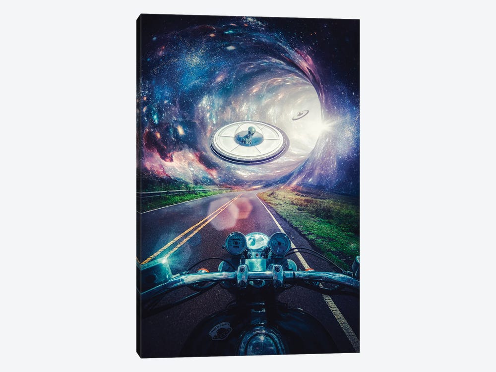 Alien Encounter On The Road by GEN Z 1-piece Canvas Wall Art