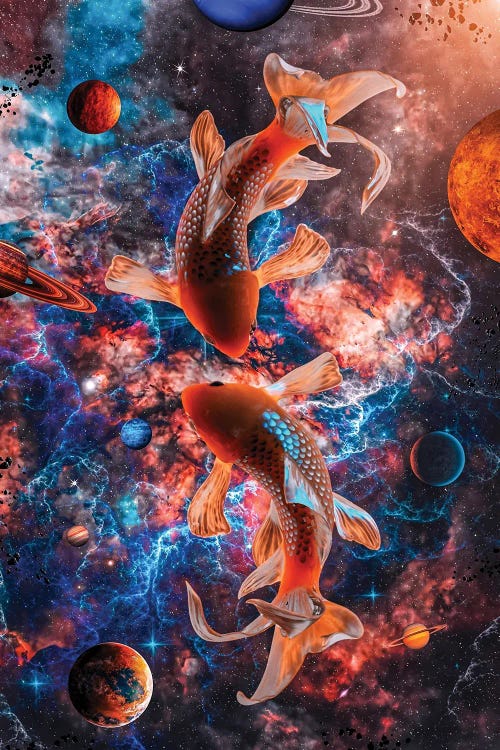 Yin And Yang Space Golden Fish by GEN Z wall art