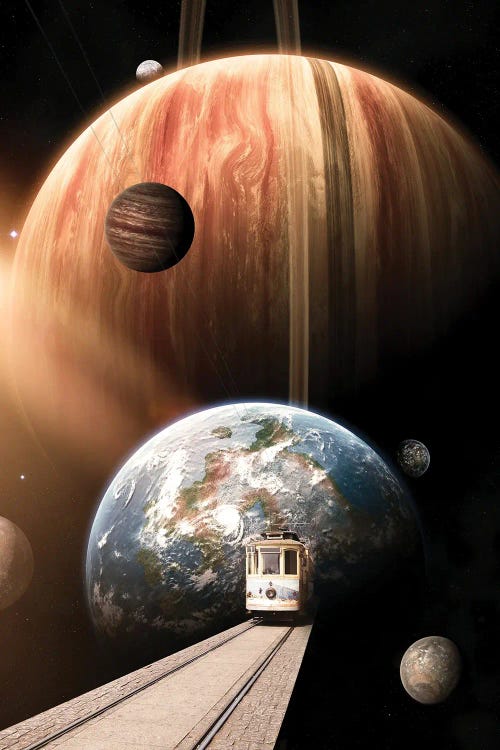 The Tramway From Earth To Space Planets by GEN Z wall art
