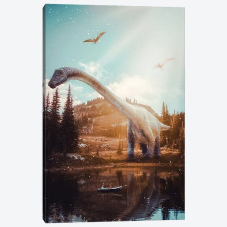 Brachiosaurus Dinosaur Near A River In Jurassic World Canvas Print #GEZ60} by GEN Z Canvas Print