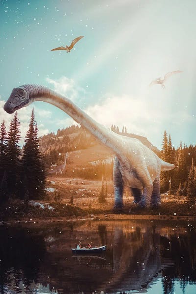 Reclaimed By Nature: Brachiosaurus Dinosaur Near A River In Jurassic World by GEN Z