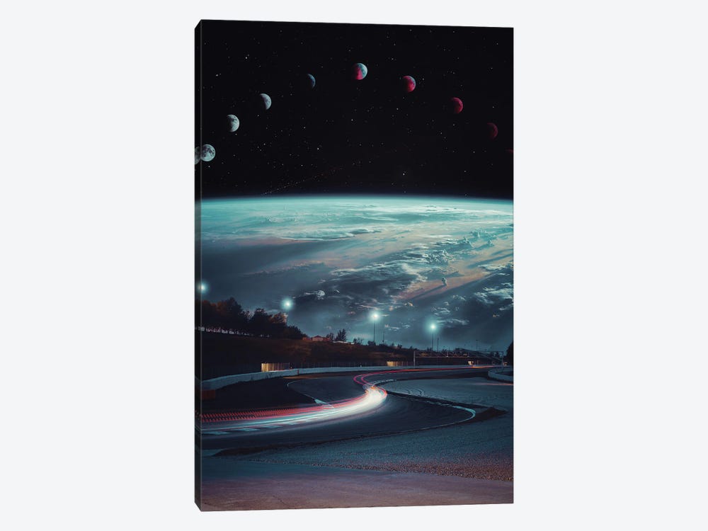 24 Hour Race In Space Moon by GEN Z 1-piece Canvas Art Print