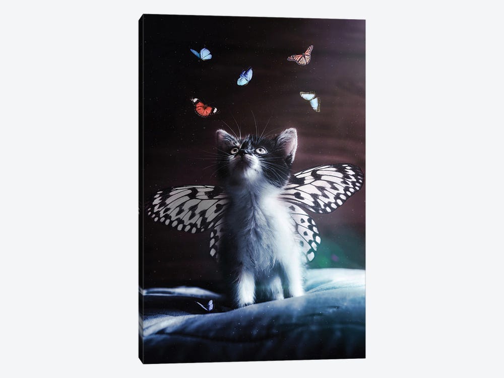 Cute Butterfly Kitten And Butterflies by GEN Z 1-piece Art Print