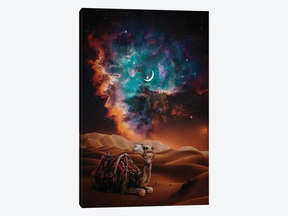 Desert Camel And Crescent Moon by GEN Z 1-piece Canvas Art Print