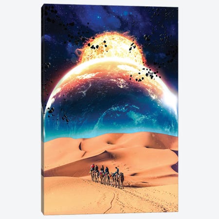 Desert Camels Space Trip Canvas Print #GEZ73} by GEN Z Canvas Wall Art