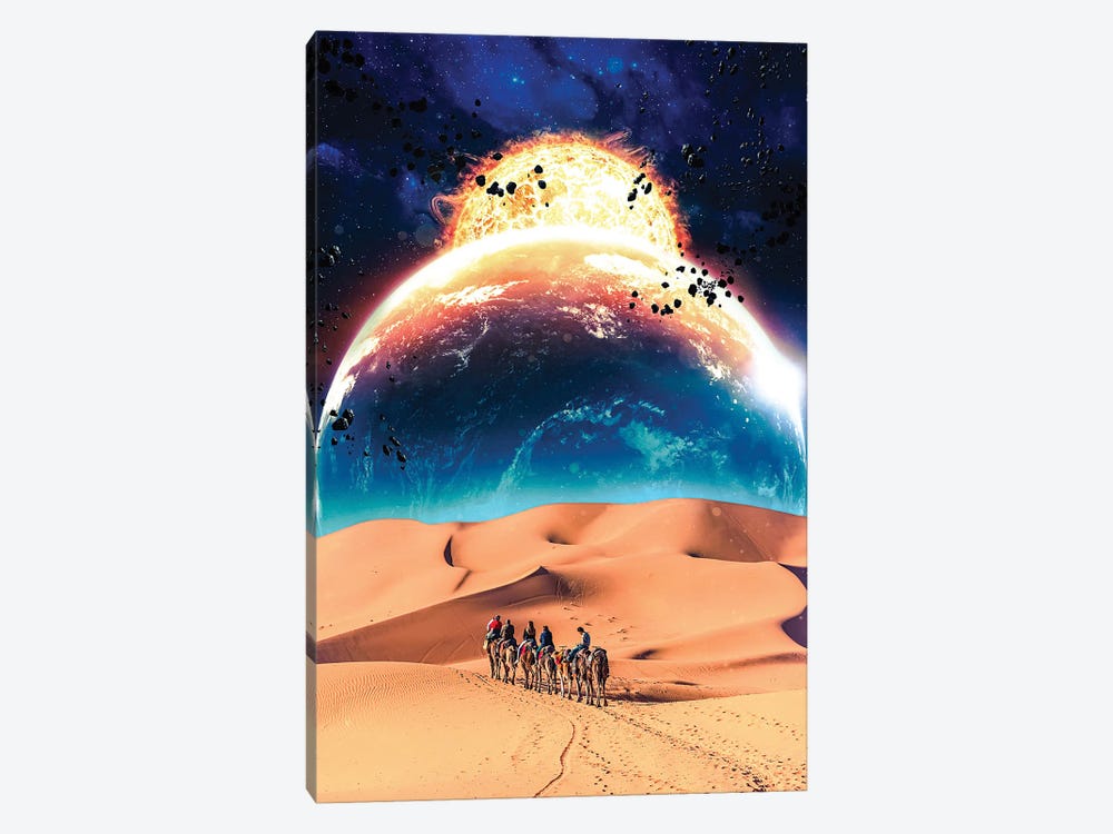 Desert Camels Space Trip by GEN Z 1-piece Canvas Wall Art