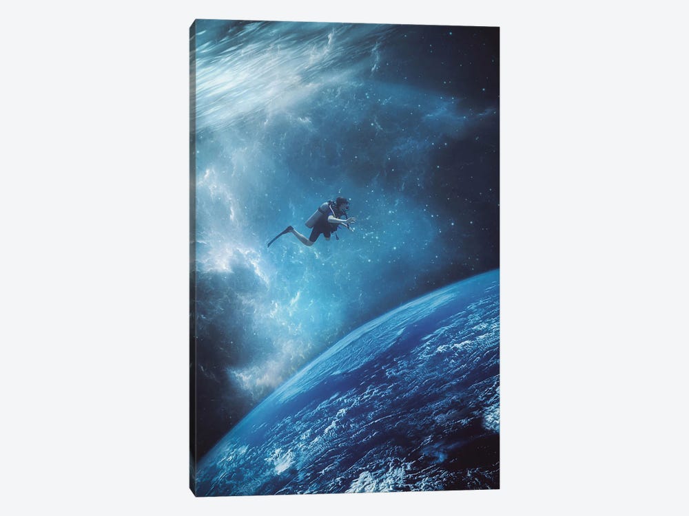 Diving Space Earth Exploration by GEN Z 1-piece Canvas Wall Art
