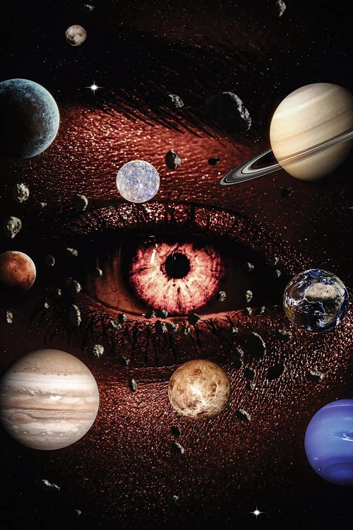 Eye Of The Sun And Solar System Planets