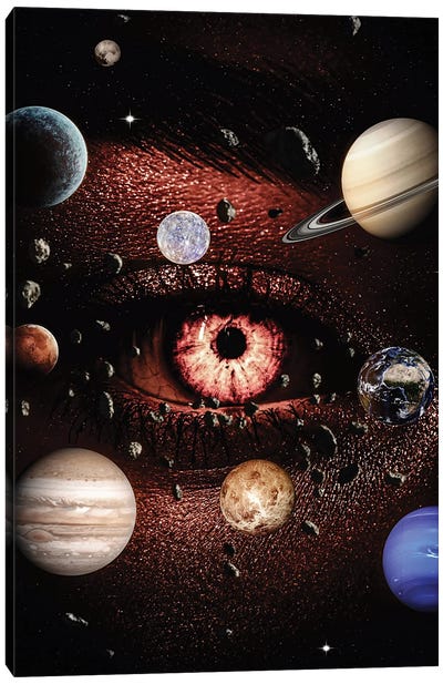 Eye Of The Sun And Solar System Planets Canvas Art Print - Sun Art