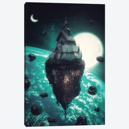 Floating House In Space With Moons Canvas Print #GEZ88} by GEN Z Canvas Art Print