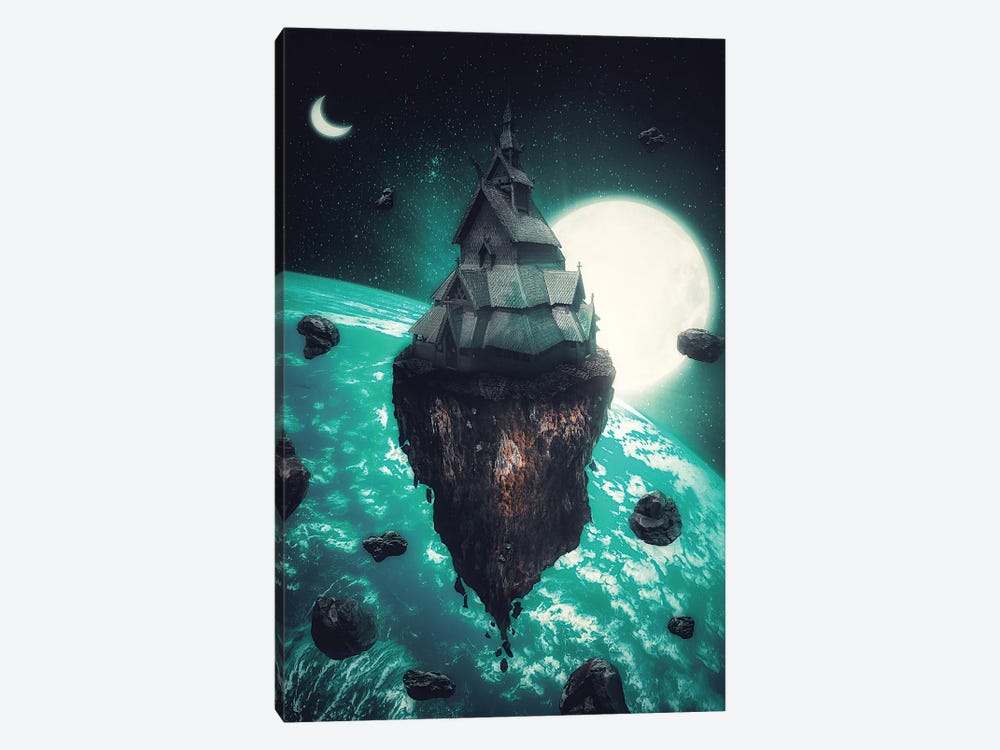 Floating House In Space With Moons by GEN Z 1-piece Canvas Art