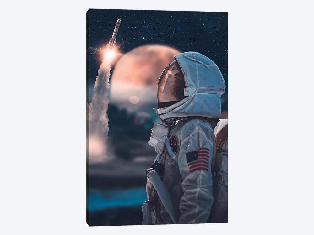 Forgotten Astronaut And Rocket Launch by GEN Z 1-piece Canvas Wall Art