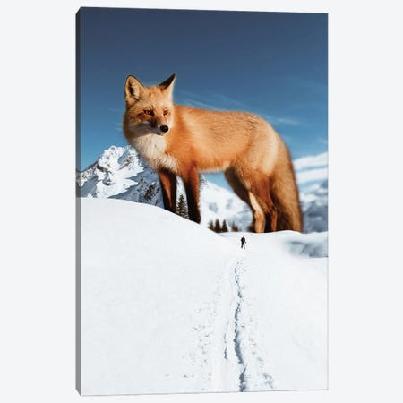 Red Fox In White Snow Canvas Print #GEZ96} by GEN Z Art Print