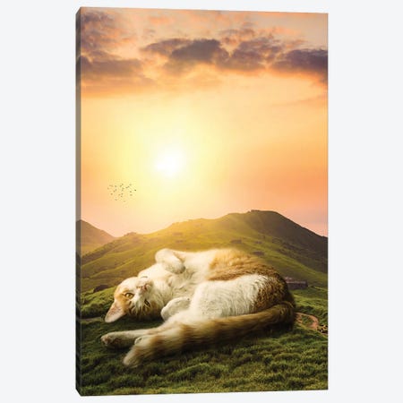 Giant Cat Relaxing On The Hills Canvas Print #GEZ99} by GEN Z Canvas Wall Art