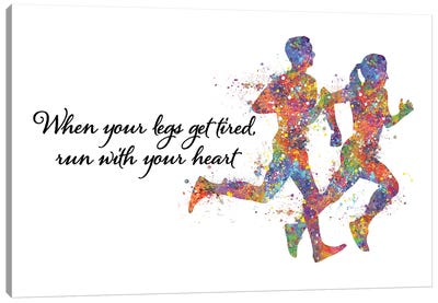 Runner Couple Quote Canvas Art Print - Fitness Art