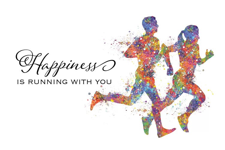 Runner Couple Quote Happiness by Genefy Art wall art