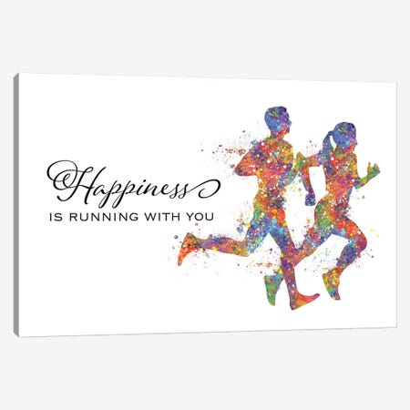 Runner Couple Quote Happiness Canvas Print #GFA108} by Genefy Art Canvas Print