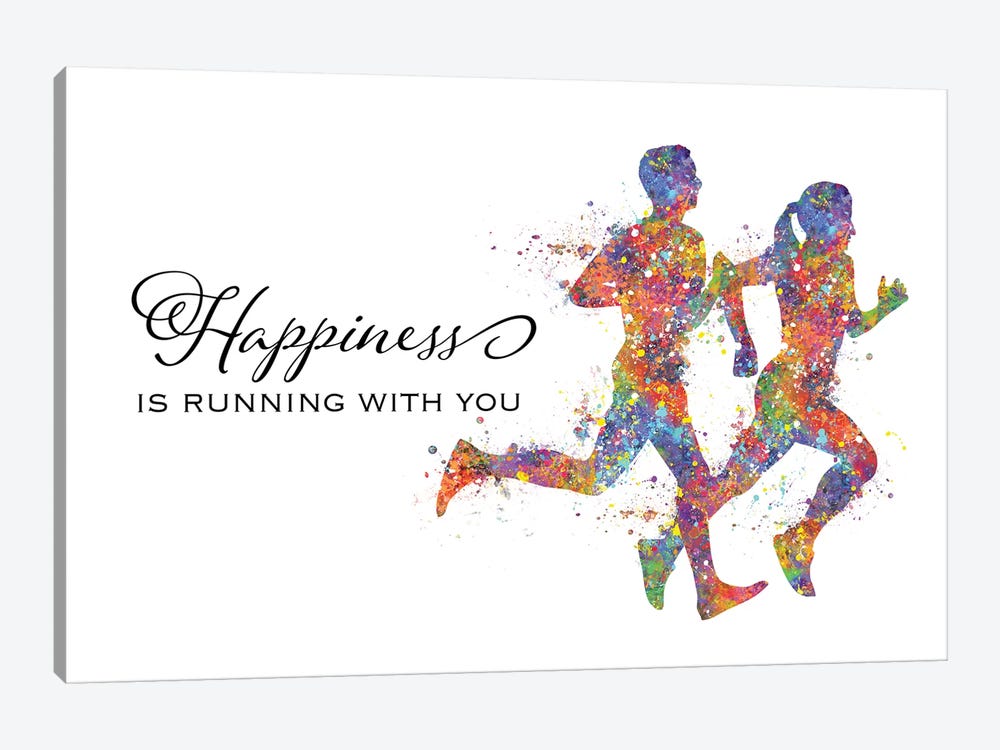 Runner Couple Quote Happiness by Genefy Art 1-piece Art Print