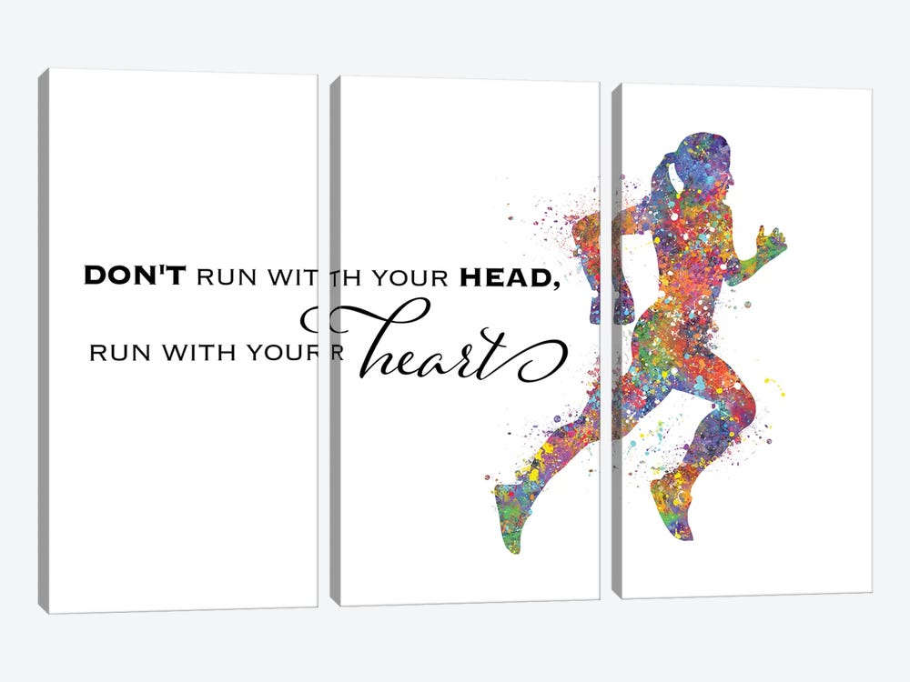 Runner Female Quote II by Genefy Art 3-piece Canvas Wall Art