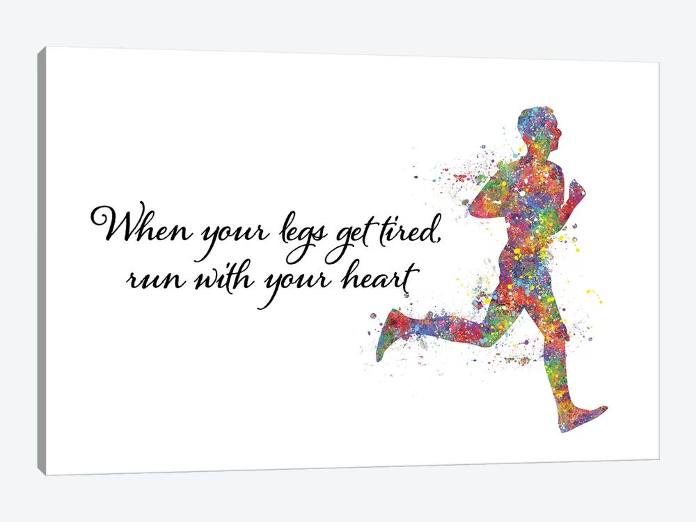 Runner Male Quote by Genefy Art 1-piece Canvas Art Print