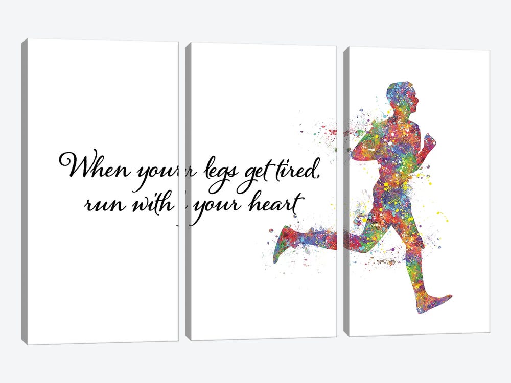Runner Male Quote by Genefy Art 3-piece Canvas Art Print