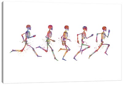 Skeleton Running Canvas Art Print - Fitness Art