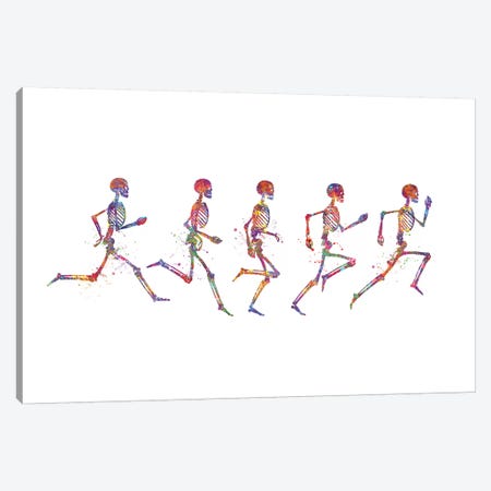 Skeleton Running Canvas Print #GFA116} by Genefy Art Canvas Art Print