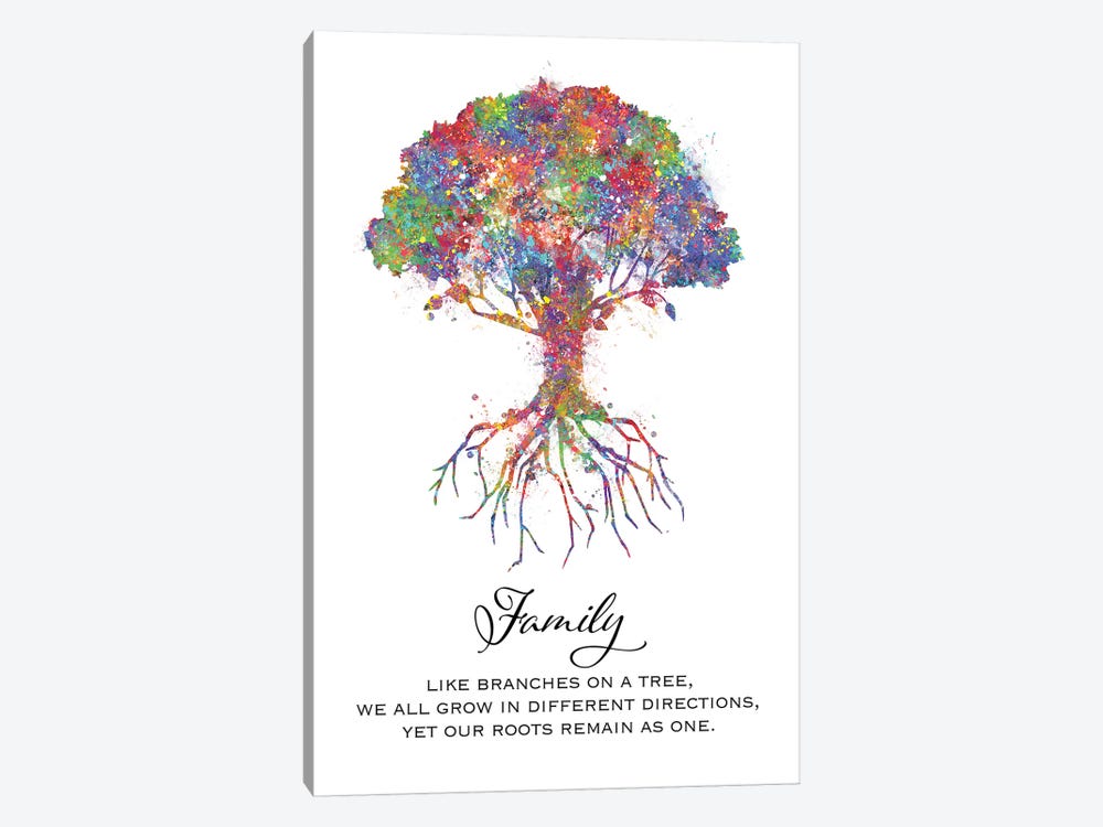 Trees Family Quote by Genefy Art 1-piece Canvas Art Print