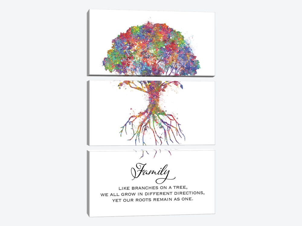 Trees Family Quote by Genefy Art 3-piece Canvas Print