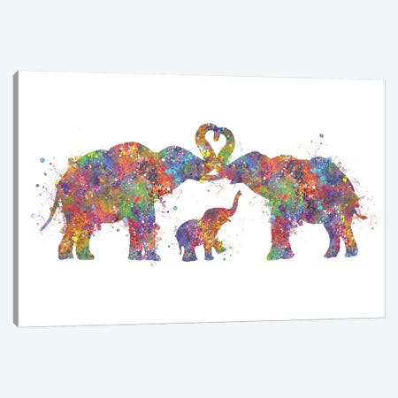 Elephant Family Canvas Print #GFA143} by Genefy Art Art Print