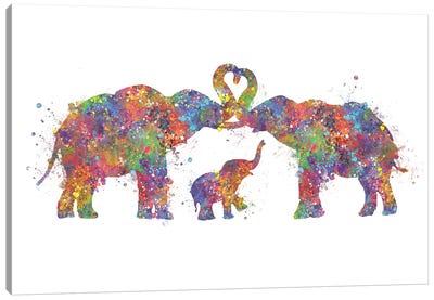 Elephant Family Canvas Art Print - Together Through Art