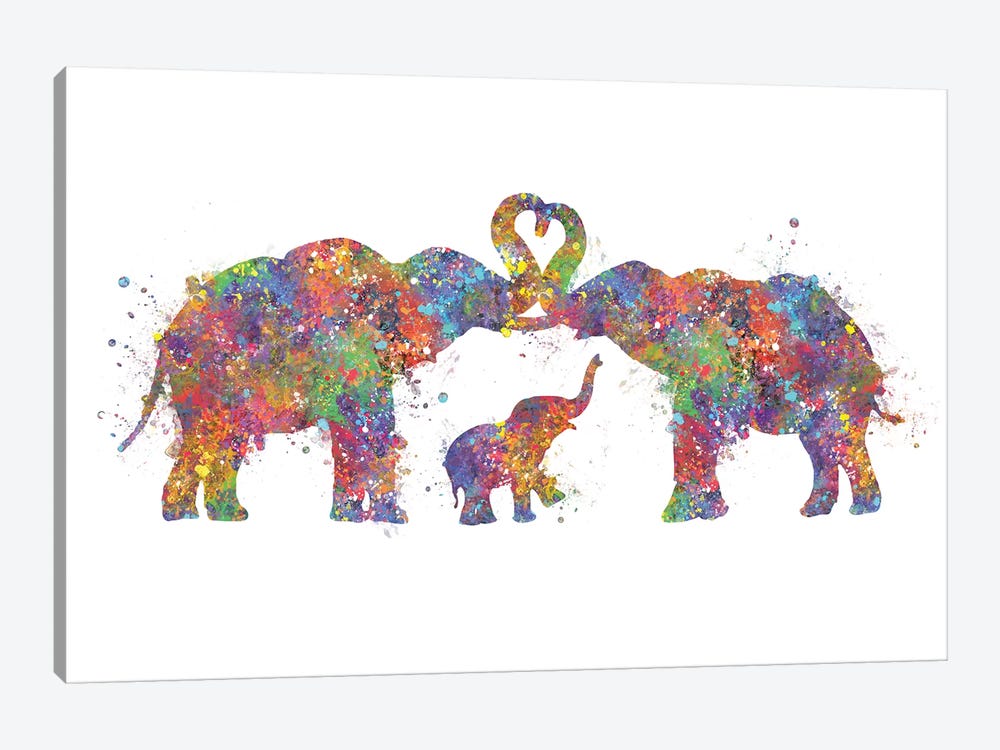 Elephant Family by Genefy Art 1-piece Canvas Art