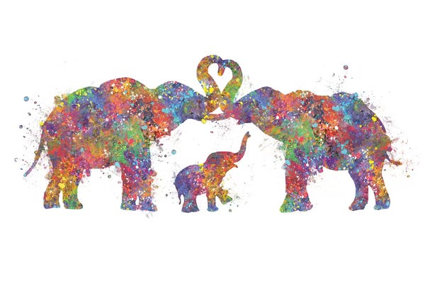 Kids Inspirational Art: Elephant Family by Genefy Art