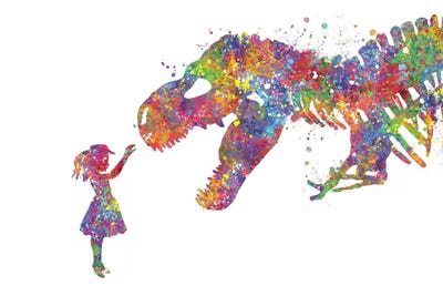 T-Rex And Girl by Genefy Art canvas print