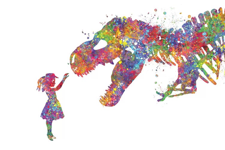 T-Rex And Girl by Genefy Art wall art