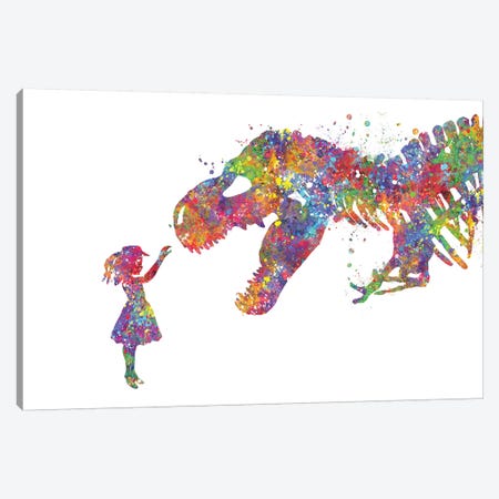 T-Rex And Girl Canvas Print #GFA144} by Genefy Art Canvas Art