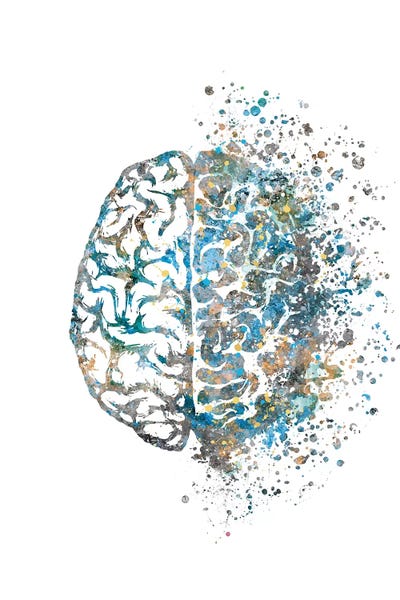 Science: Brain Left Right Blue Gold by Genefy Art