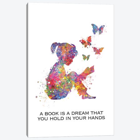 Girl Read Book Quote Canvas Print #GFA59} by Genefy Art Art Print