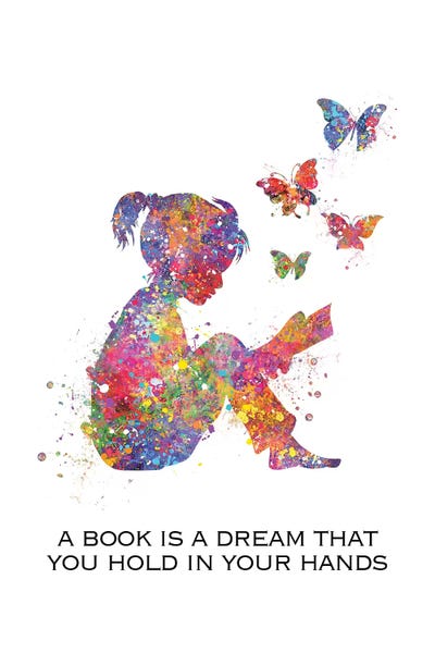 Reading: Girl Read Book Quote by Genefy Art