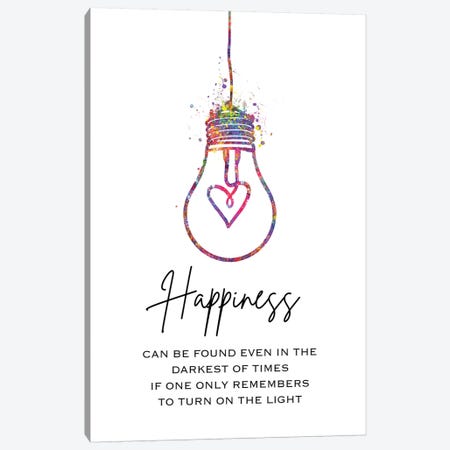Lightbulb Happiness Canvas Print #GFA79} by Genefy Art Art Print