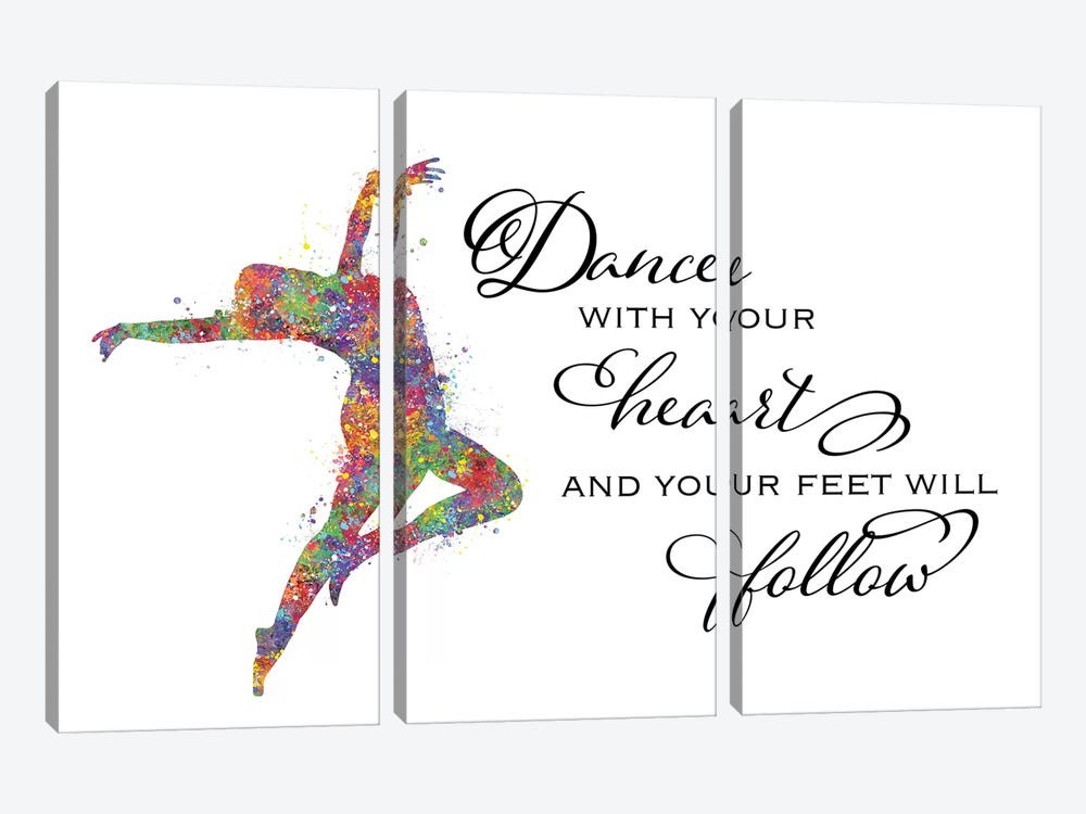 Lyrical Dance Quote Heart Follow by Genefy Art 3-piece Canvas Wall Art